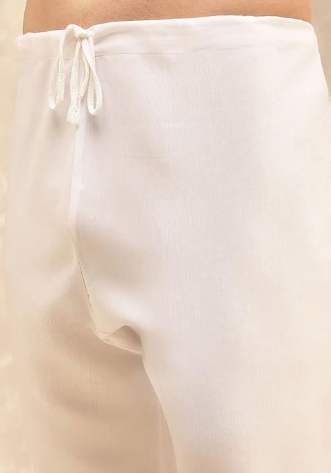 Yellow Ethnic Motifs Poly Blend Kurta Set For Men