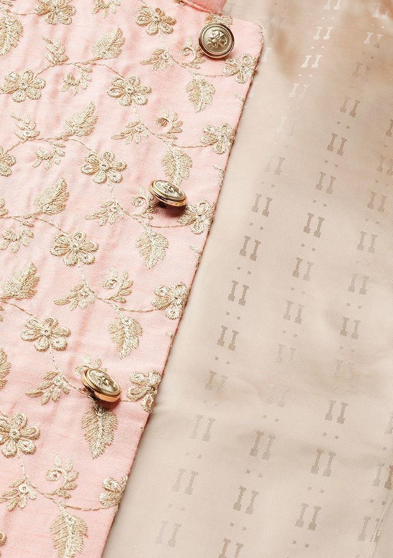 Teal Blue Solid Poly Blend Kurta Set For Men