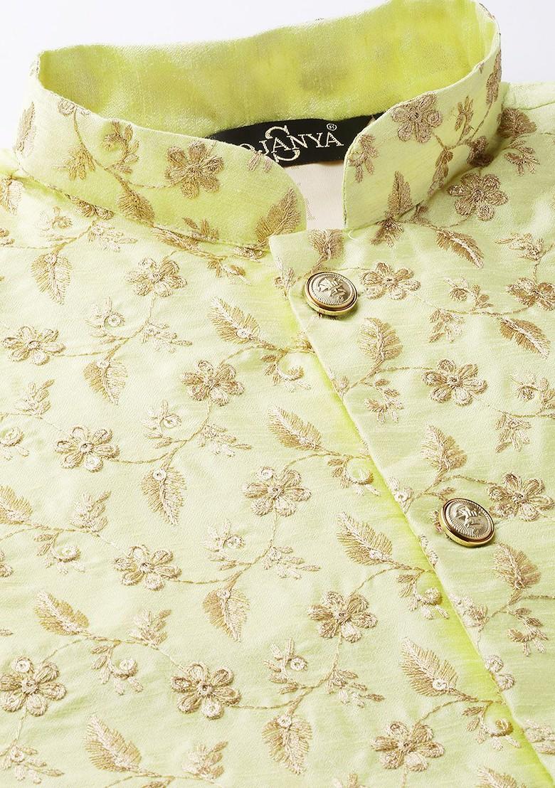 Blue Solid Poly Blend Kurta Set For Men