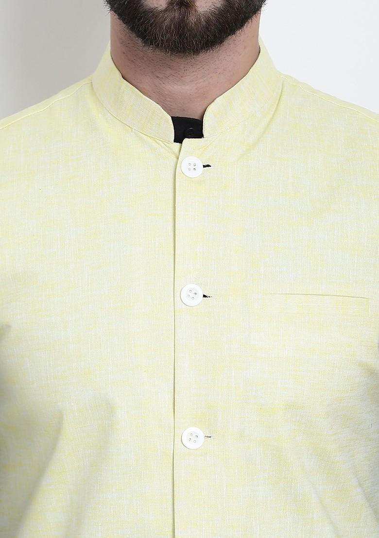 Black Solid Cotton Kurta Set For Men