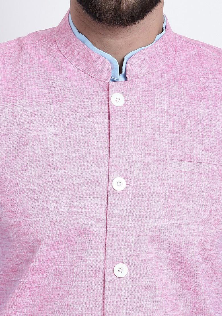 Blue Solid Cotton Kurta Set For Men