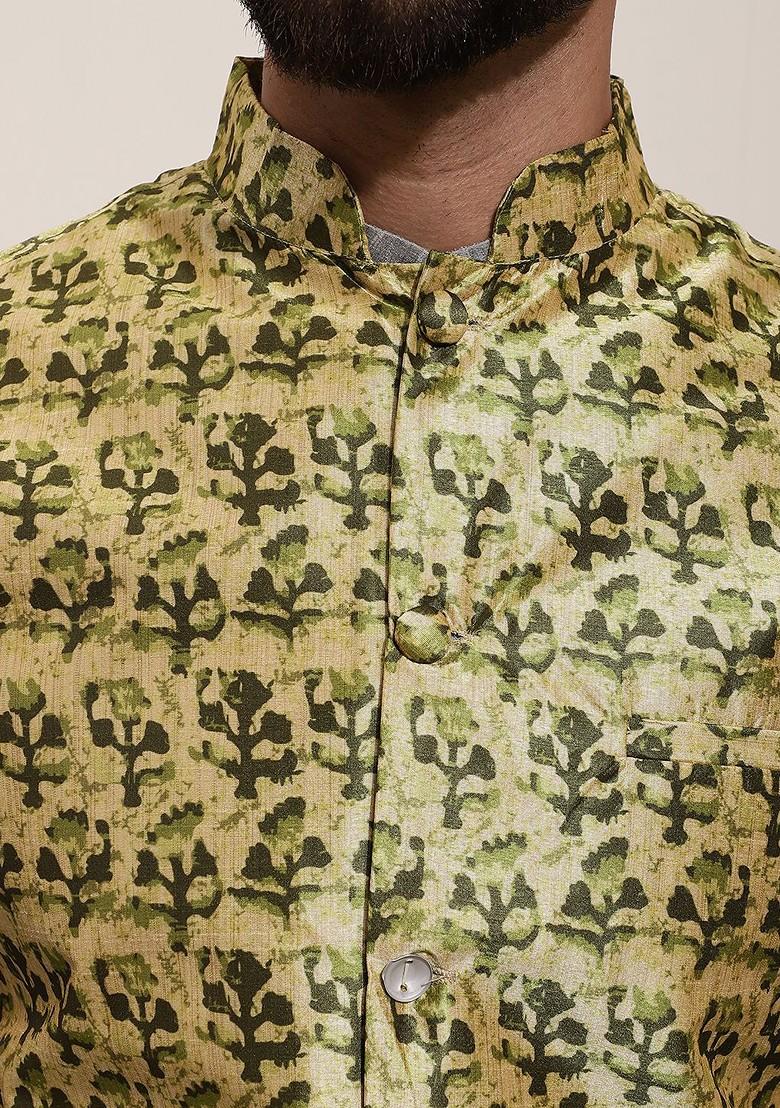 Grey Solid Poly Blend Kurta Set For Men