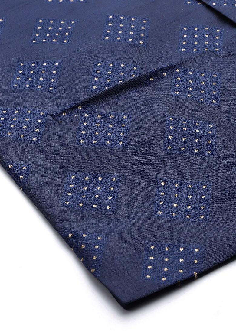 Off White Solid Poly Blend Kurta Set For Men