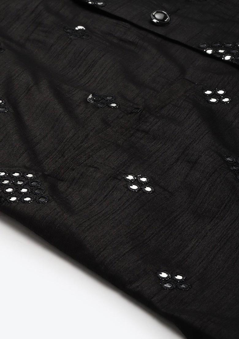 Grey Mirror Work Cotton Kurta Set For Men