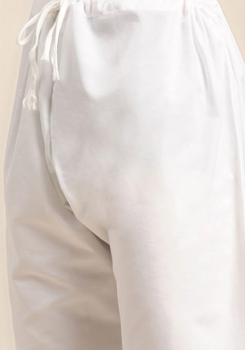 Pink Mirror Work Cotton Kurta Set For Men