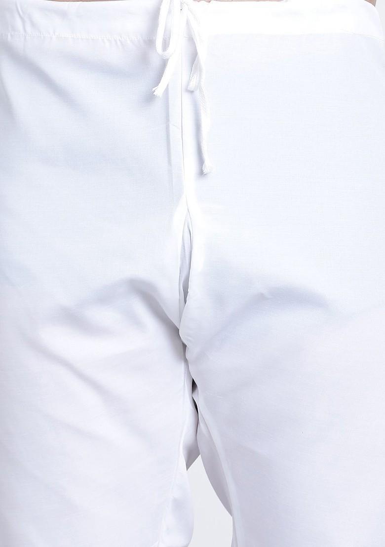 Navy Blue Embroidered Cotton Kurta Set For Men