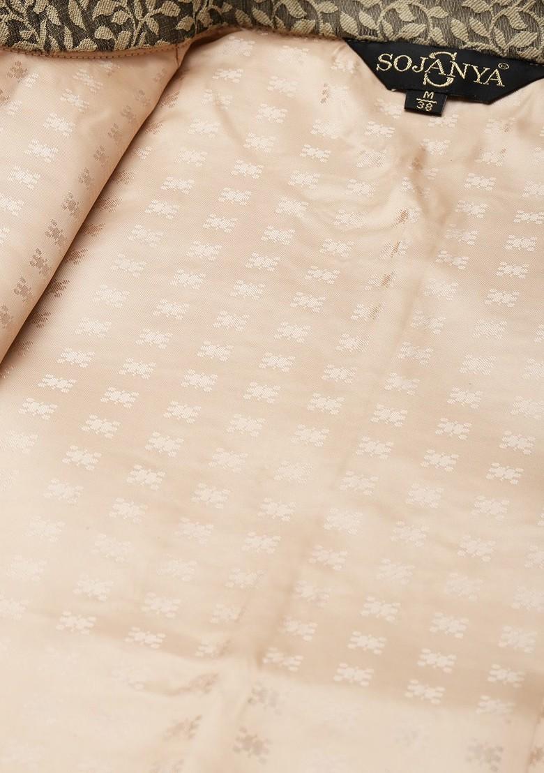 Pink Ethnic Motifs Poly Blend Kurta Set For Men