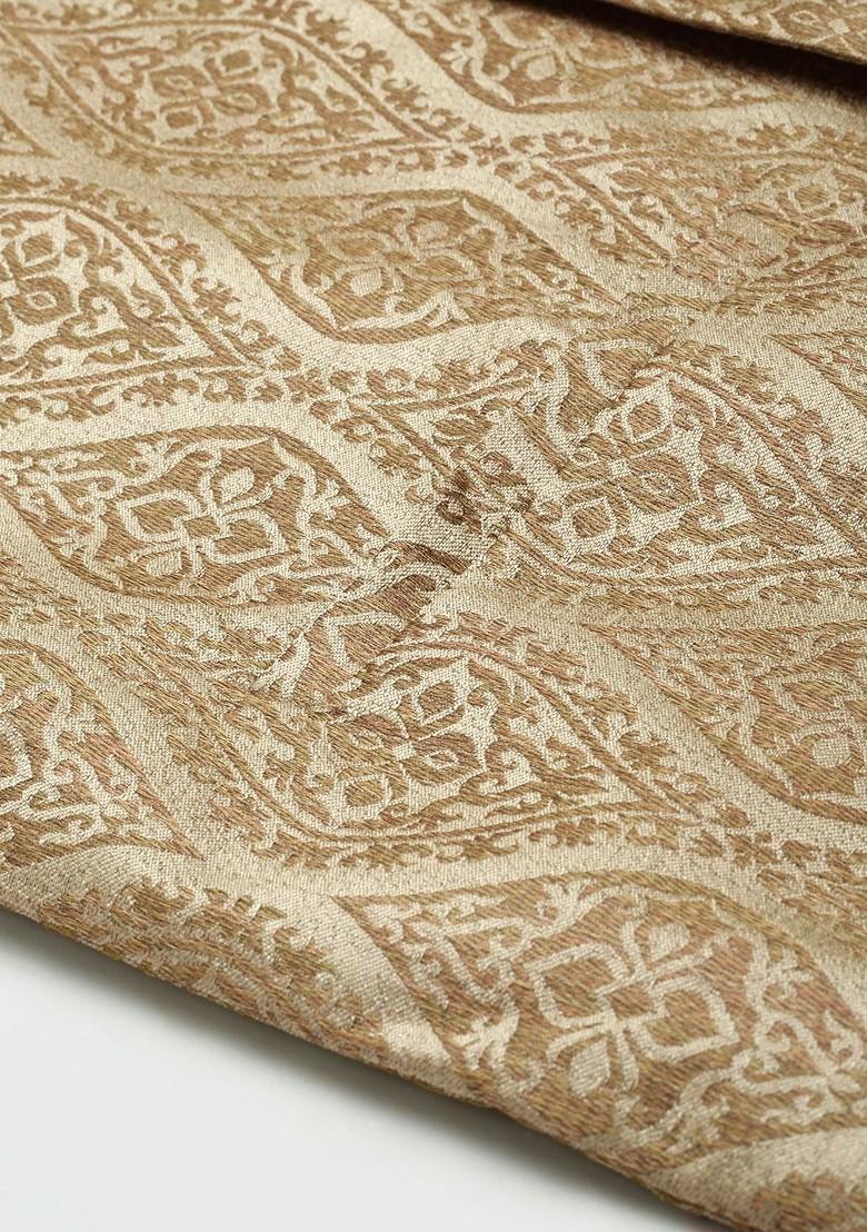 Sea Green Striped Poly Blend Kurta Set For Men