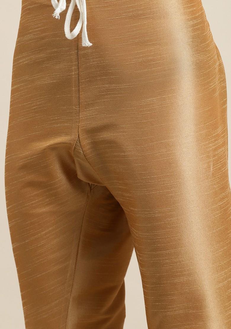 Sea Green Striped Poly Blend Kurta Set For Men