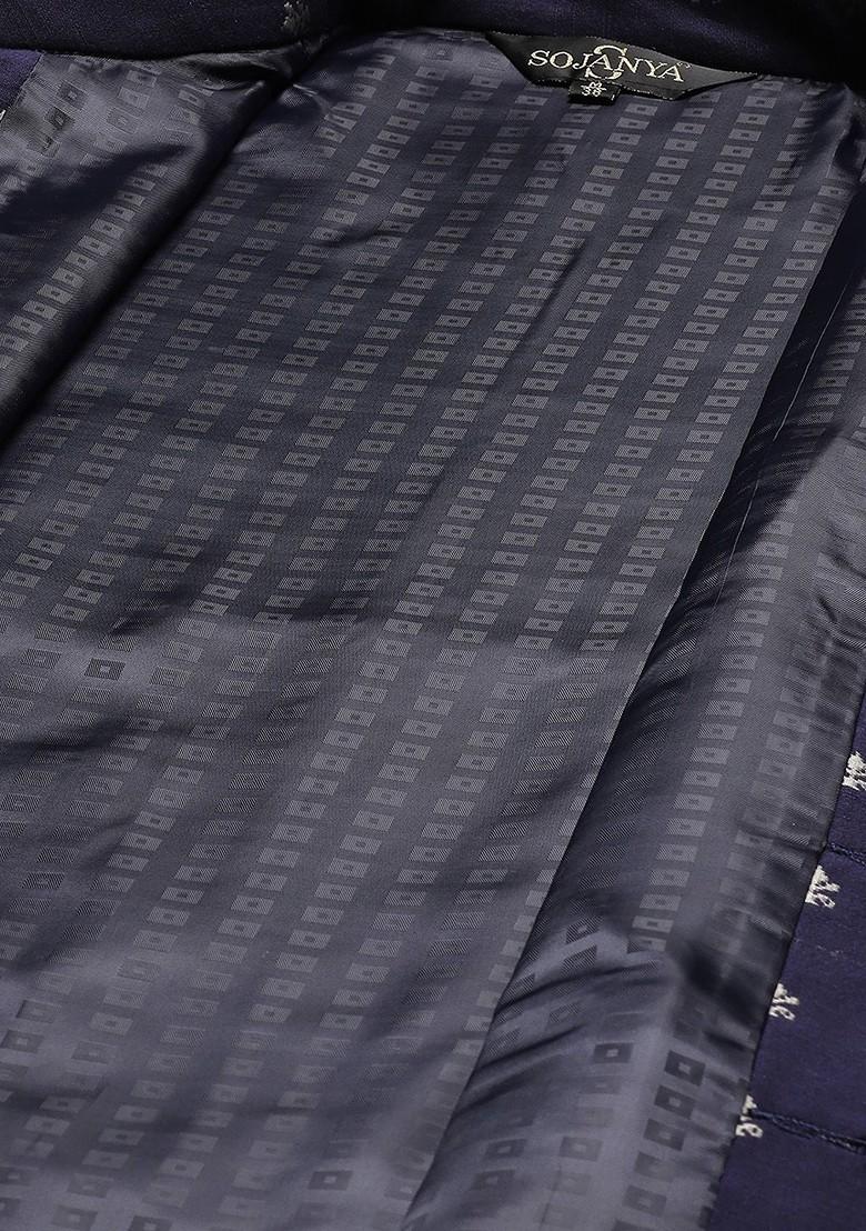 Black Ethnic Motifs Cotton Kurta Set For Men