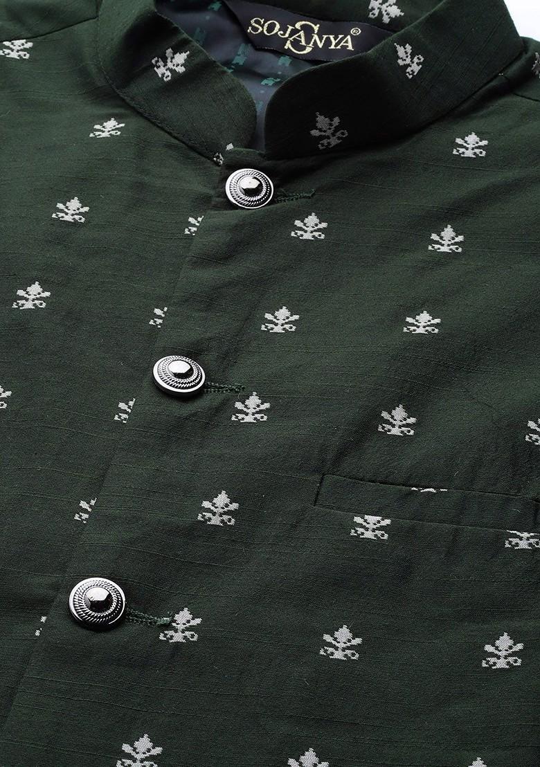 Beige Solid Poly Blend Kurta Set For Men