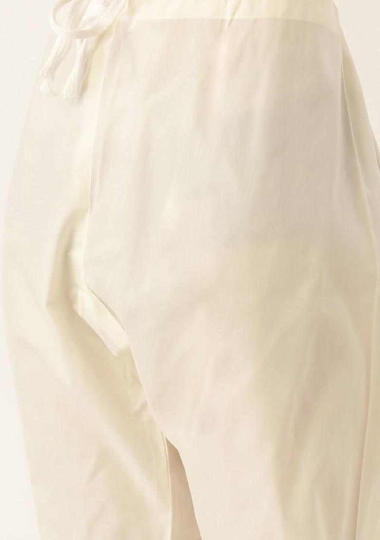 Teal Blue Woven Poly Blend Kurta Set For Men