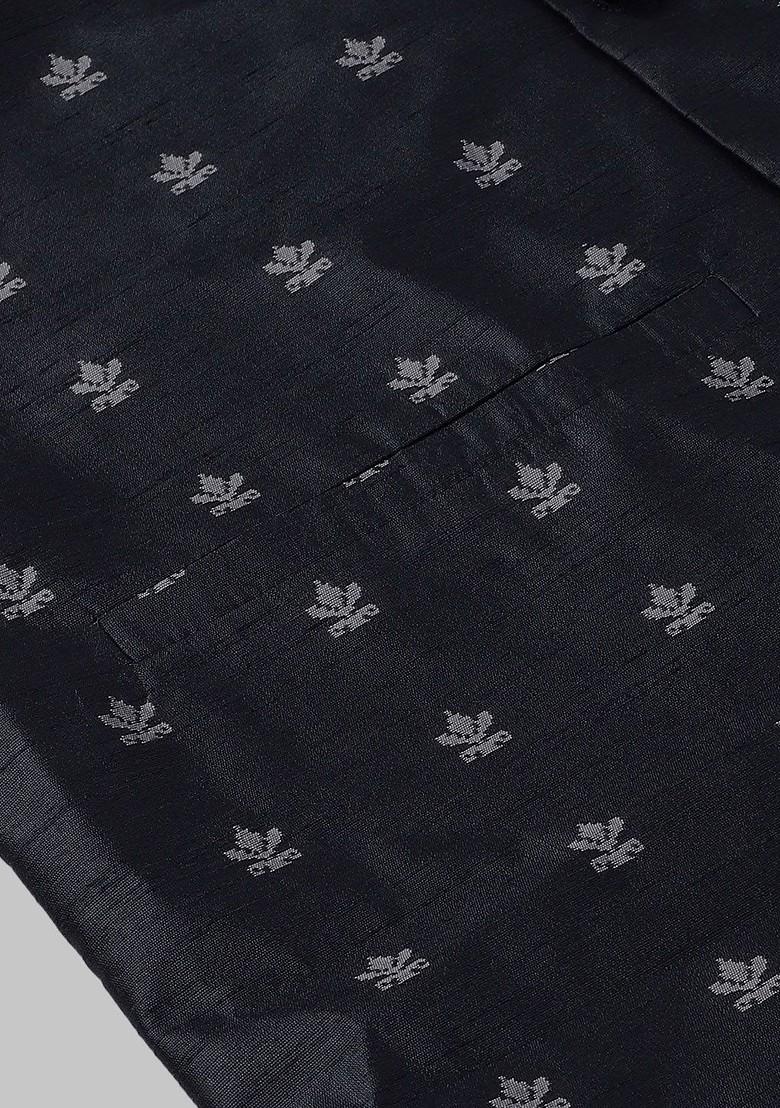 Off White Solid Poly Blend Kurta Set For Men