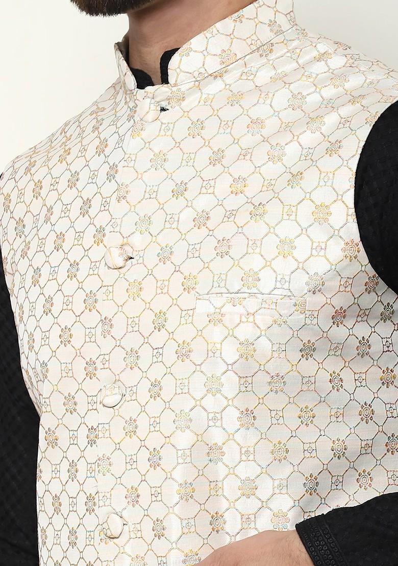 Black Checked Cotton Kurta Set For Men