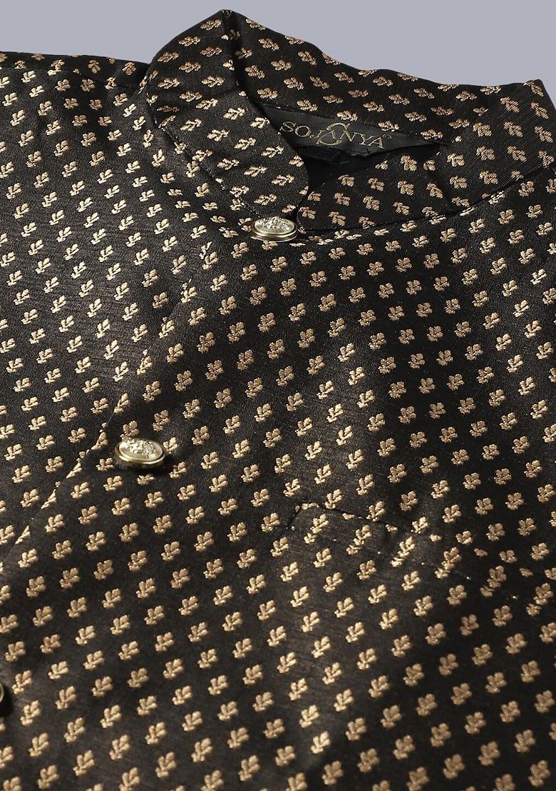 Purple Embroidered Cotton Kurta Set For Men