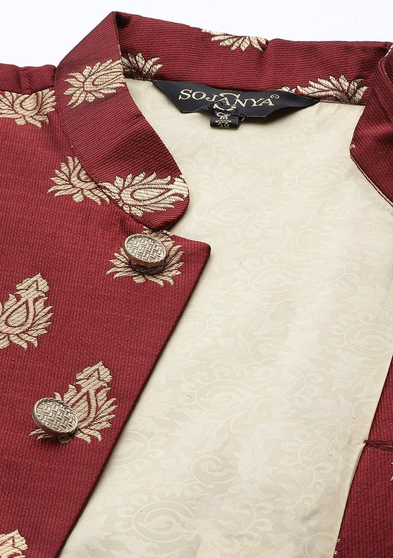 Grey Solid Poly Blend Kurta Set For Men