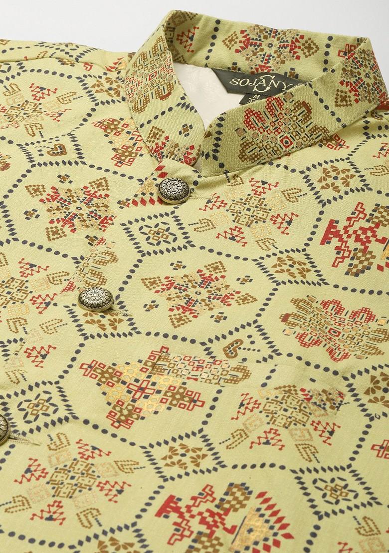 Pink Solid Cotton Kurta Set For Men