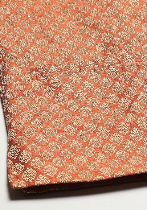 Black Ethnic Motifs Cotton Kurta Set For Men