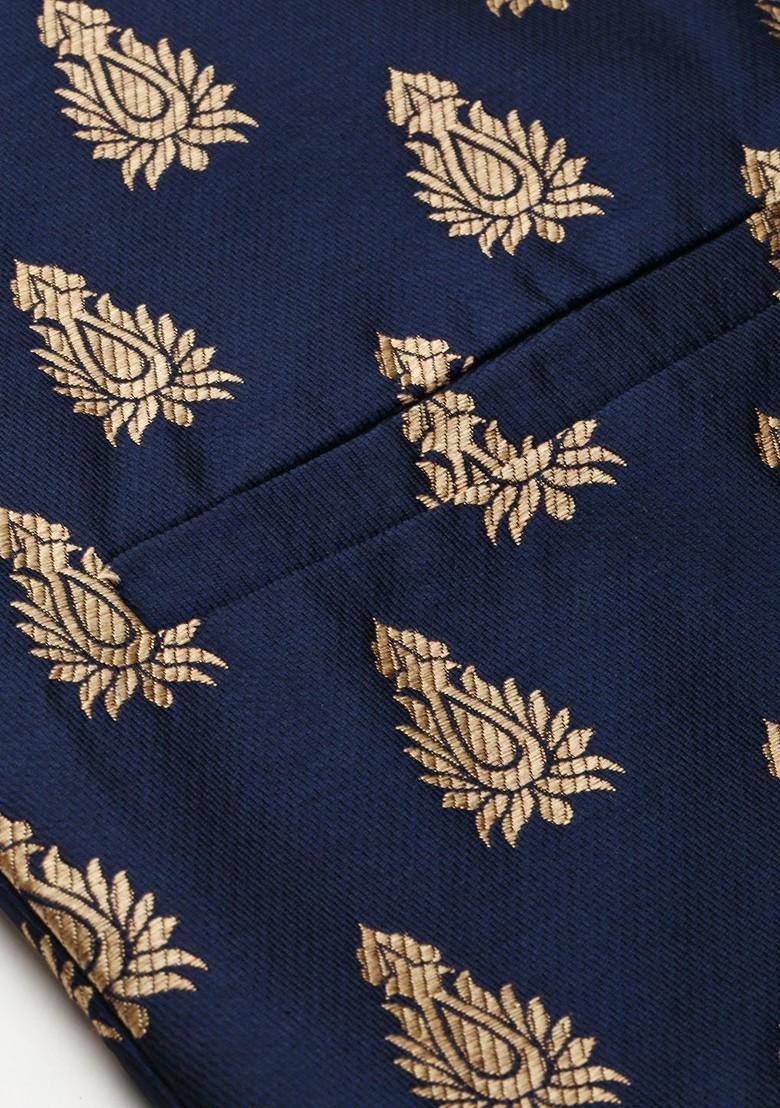 Beige Printed Poly Blend Kurta Set For Men