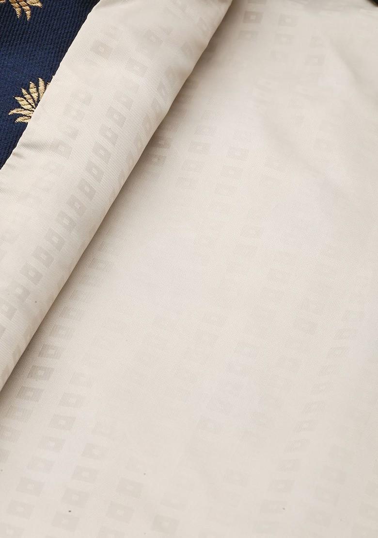 Beige Printed Poly Blend Kurta Set For Men