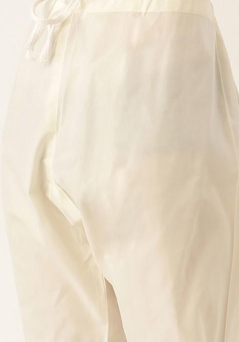 Rust Orange Solid Jacquard Kurta Set For Men