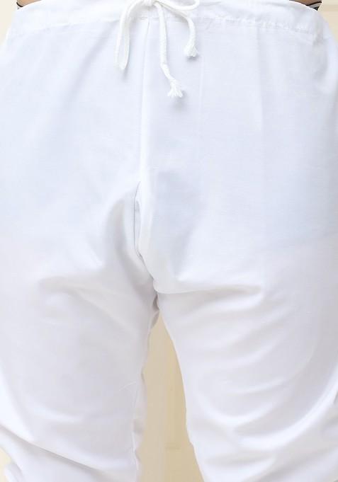 Navy Blue Printed Cotton Kurta Set For Men