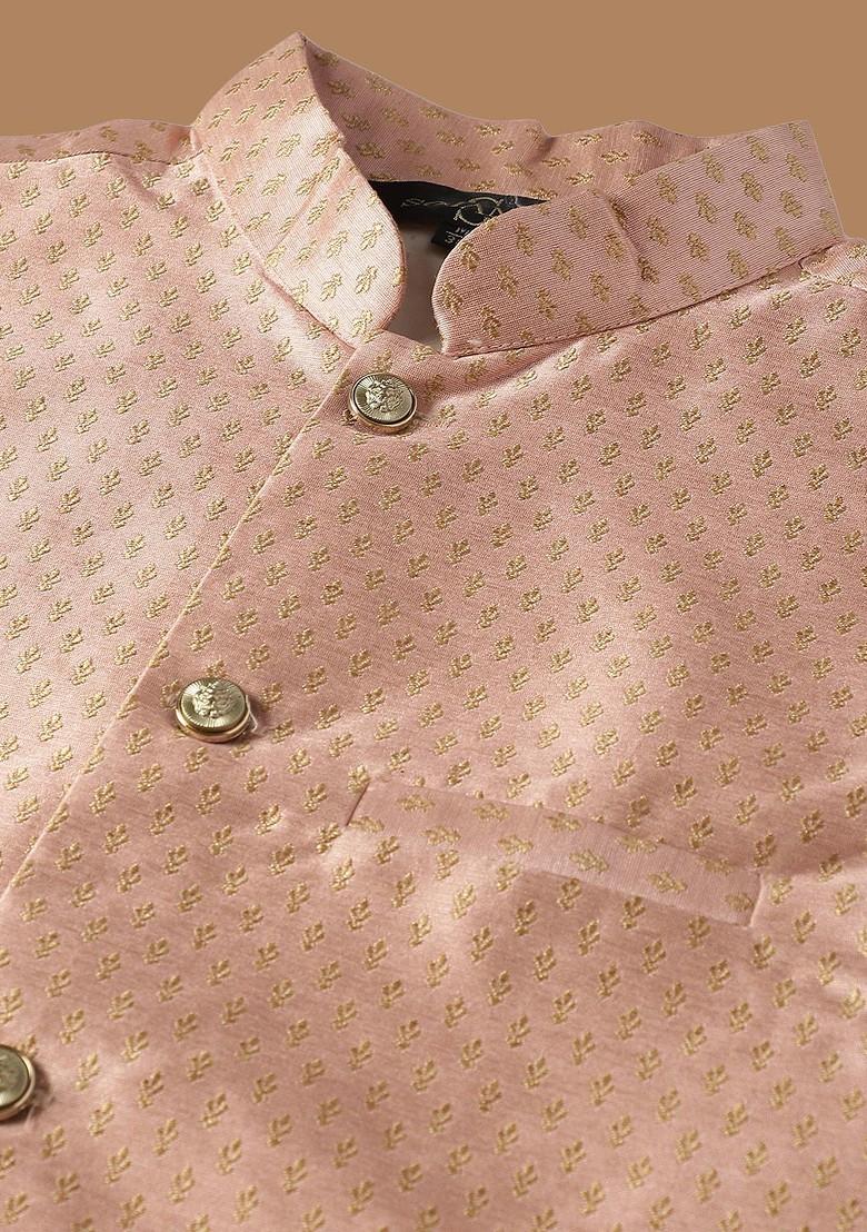 Black Embroidered Cotton Kurta Set For Men