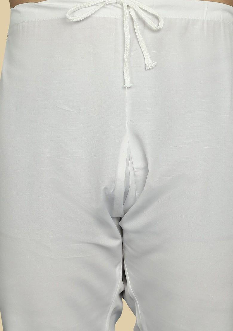 Pink Thread Work Cotton Kurta Set For Men