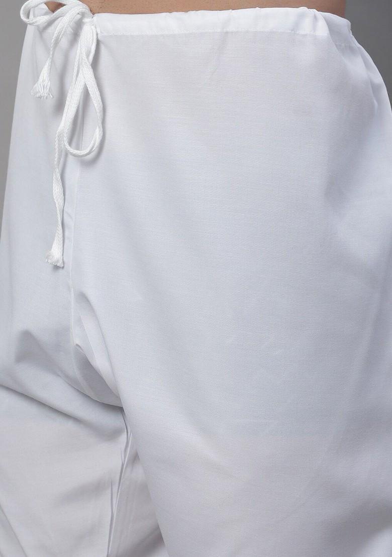 Pink Thread Work Cotton Kurta Set For Men