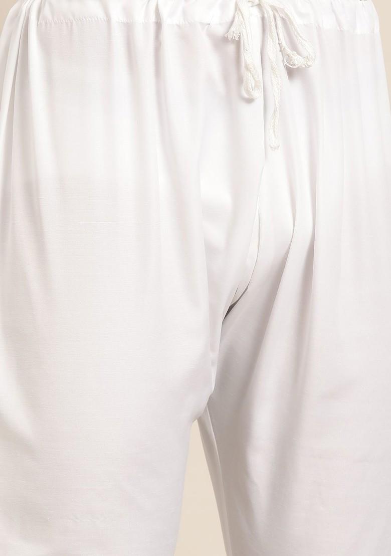 Pink Embroidered Poly Blend Kurta Set For Men