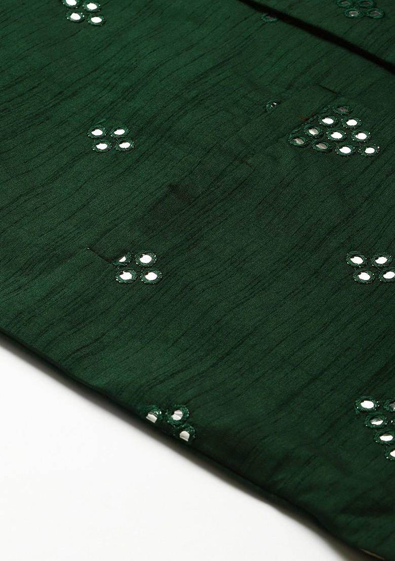 Off White Embroidered Poly Blend Kurta Set For Men