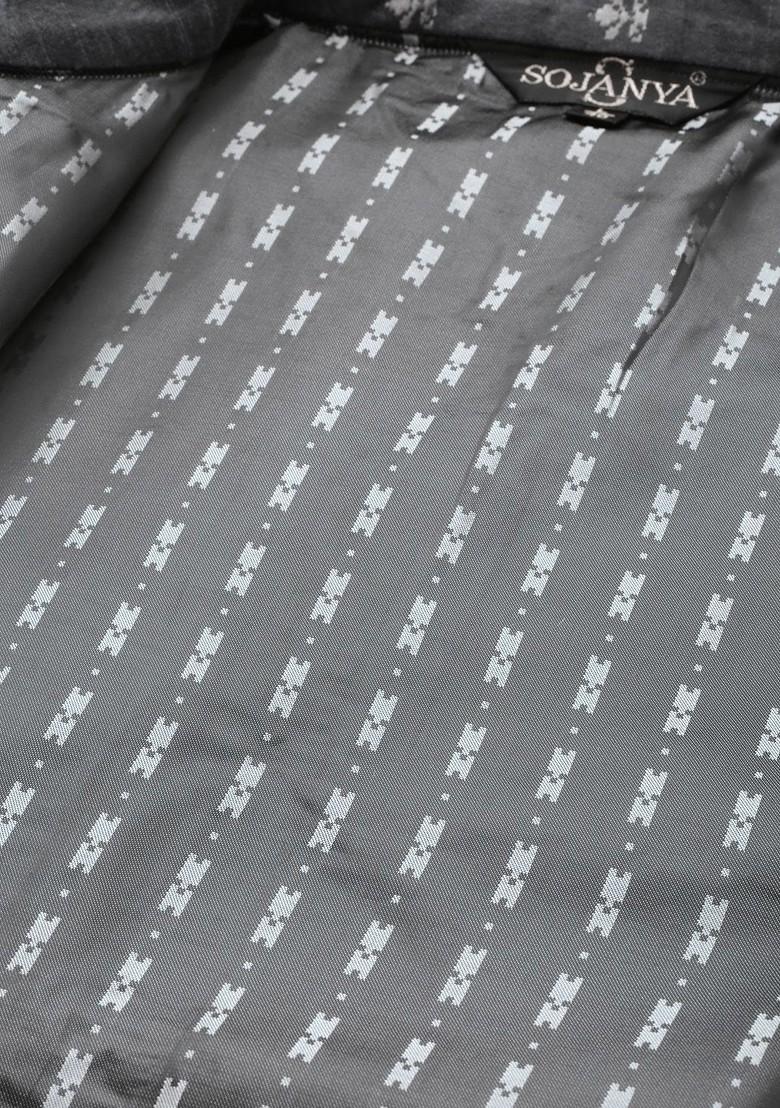 Purple Woven Poly Blend Kurta Set For Men