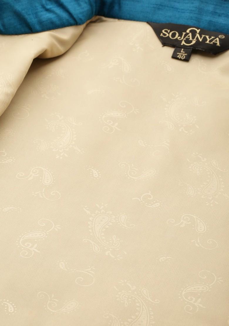 Maroon Mirror Work Poly Blend Kurta Set For Men