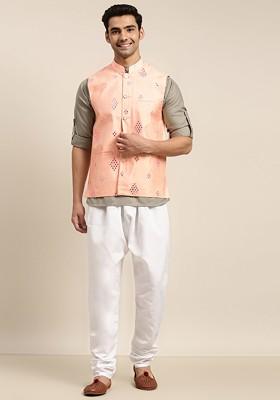 Grey Solid Cotton Kurta Set For Men