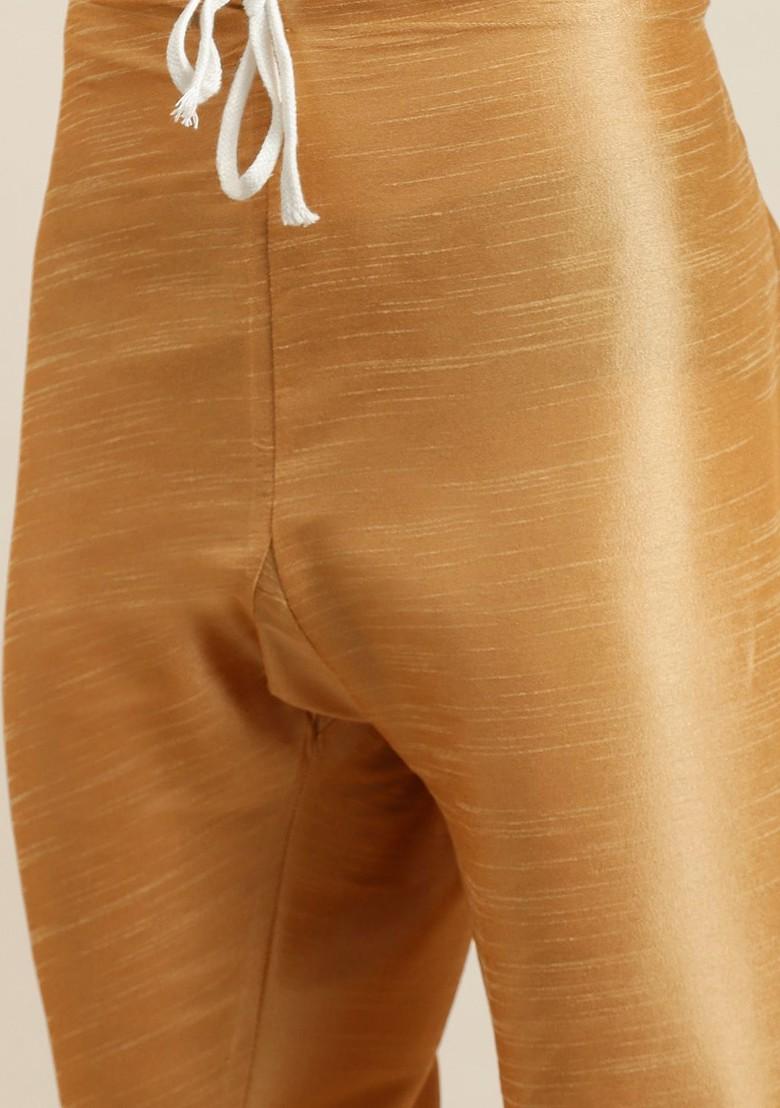 Sea Green Striped Poly Blend Kurta Set For Men