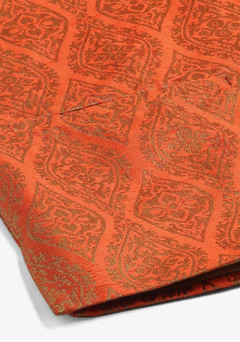 Mustard Ethnic Motifs Jacquard Kurta Set For Men