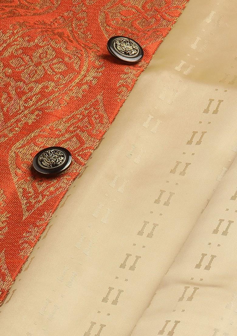 Purple Ethnic Motifs Poly Blend Kurta Set For Men