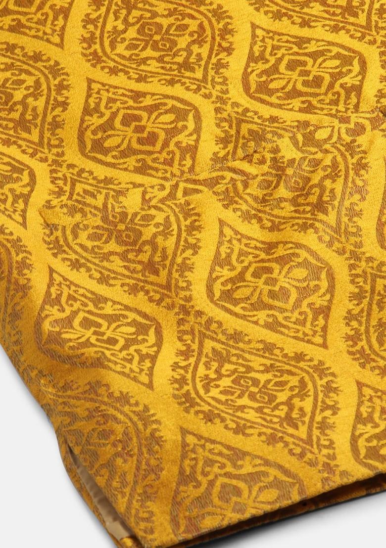 Teal Blue Ethnic Motifs Poly Blend Kurta Set For Men