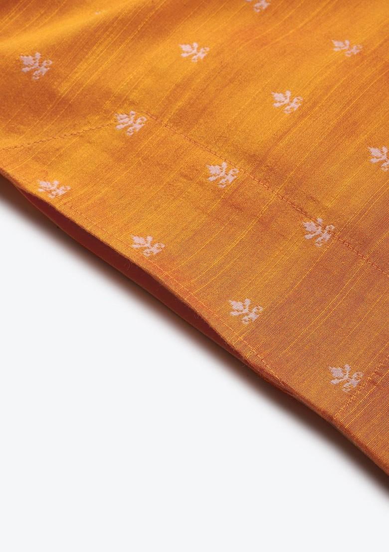 Orange Solid Poly Blend Kurta Set For Men