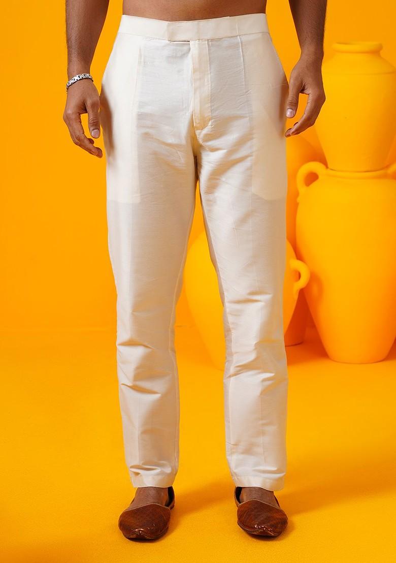 Mustard Embroidered Poly Blend Kurta Set For Men