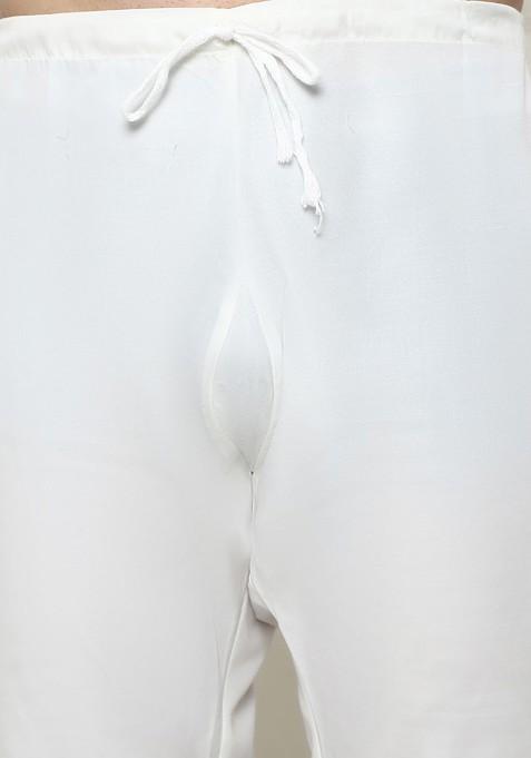 Black Woven Cotton Kurta Set For Men