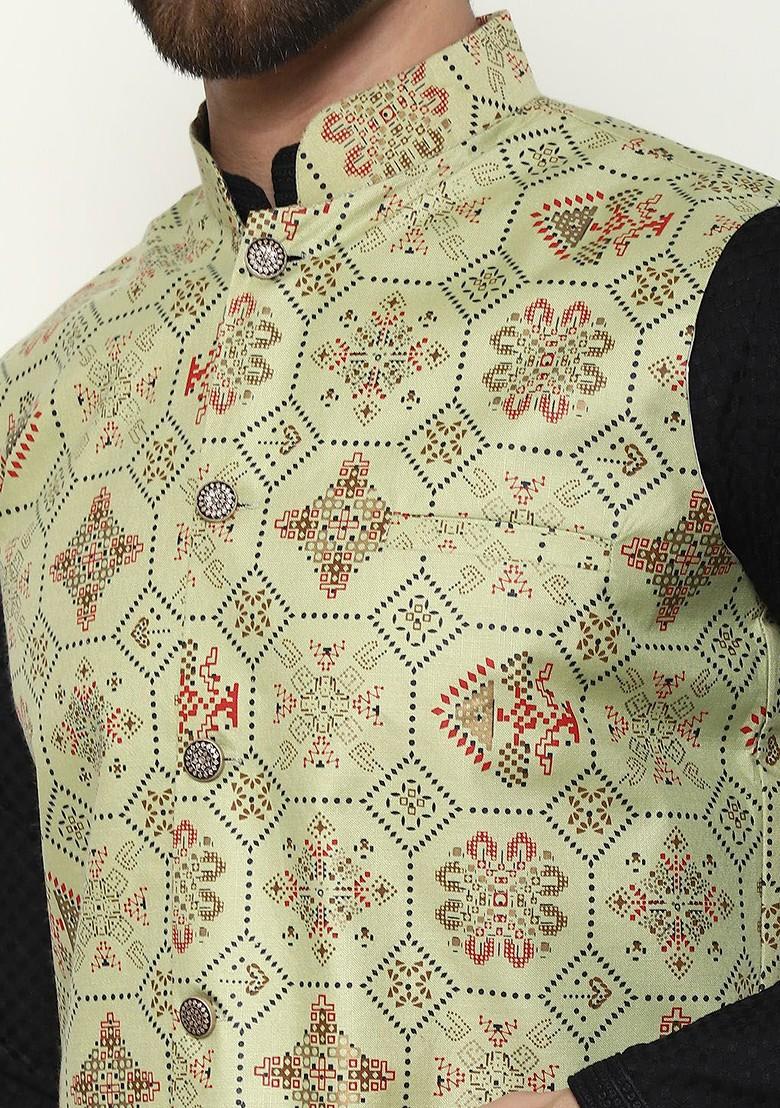 Black Checked Cotton Kurta Set For Men