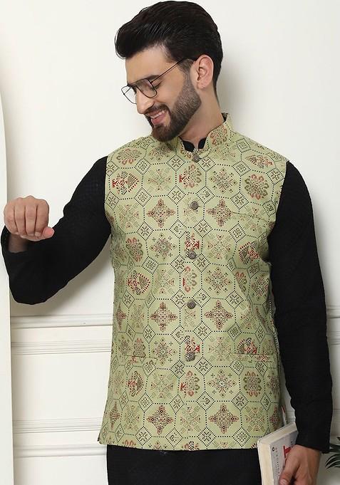 Black Checked Cotton Kurta Set For Men