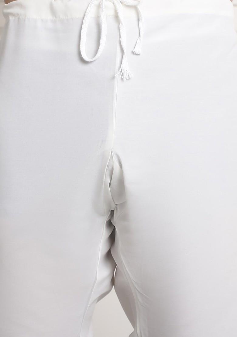 Cream Thread Work Cotton Kurta Set For Men