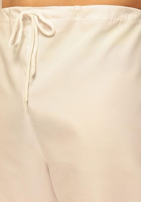 Yellow Ethnic Motifs Poly Blend Kurta Set For Men