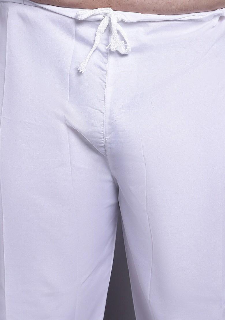 Cream Solid Silk Kurta Set For Men