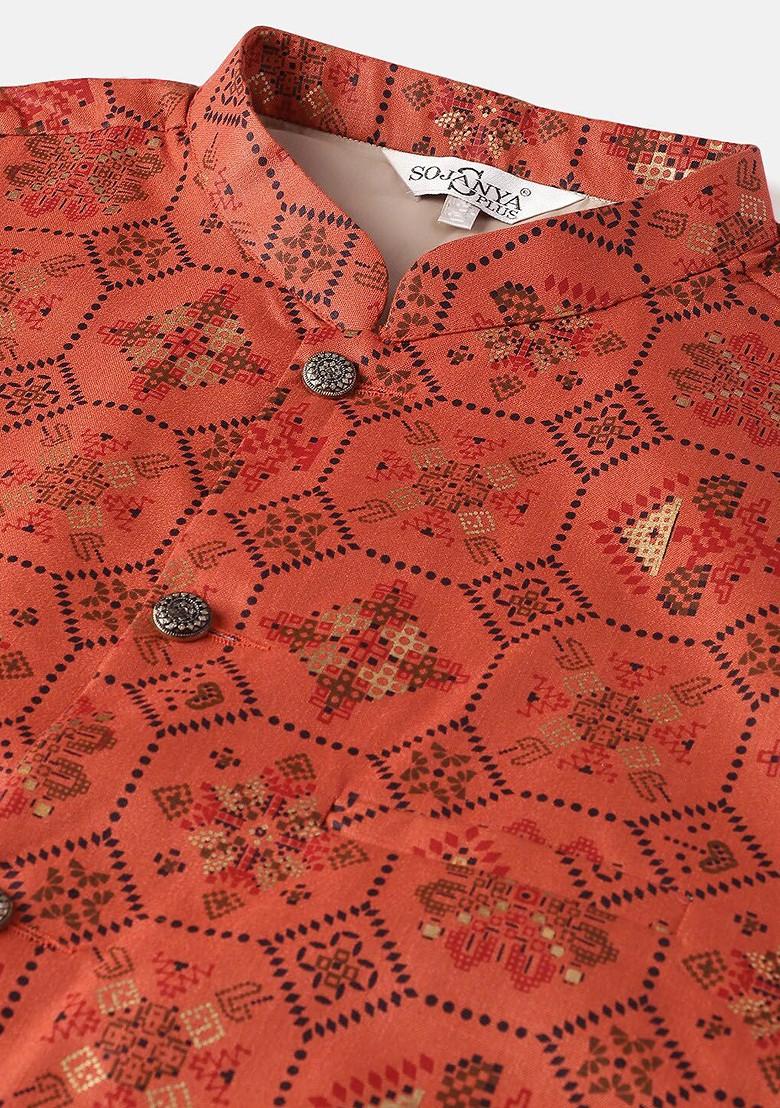 Mustard Solid Cotton Kurta Set For Men