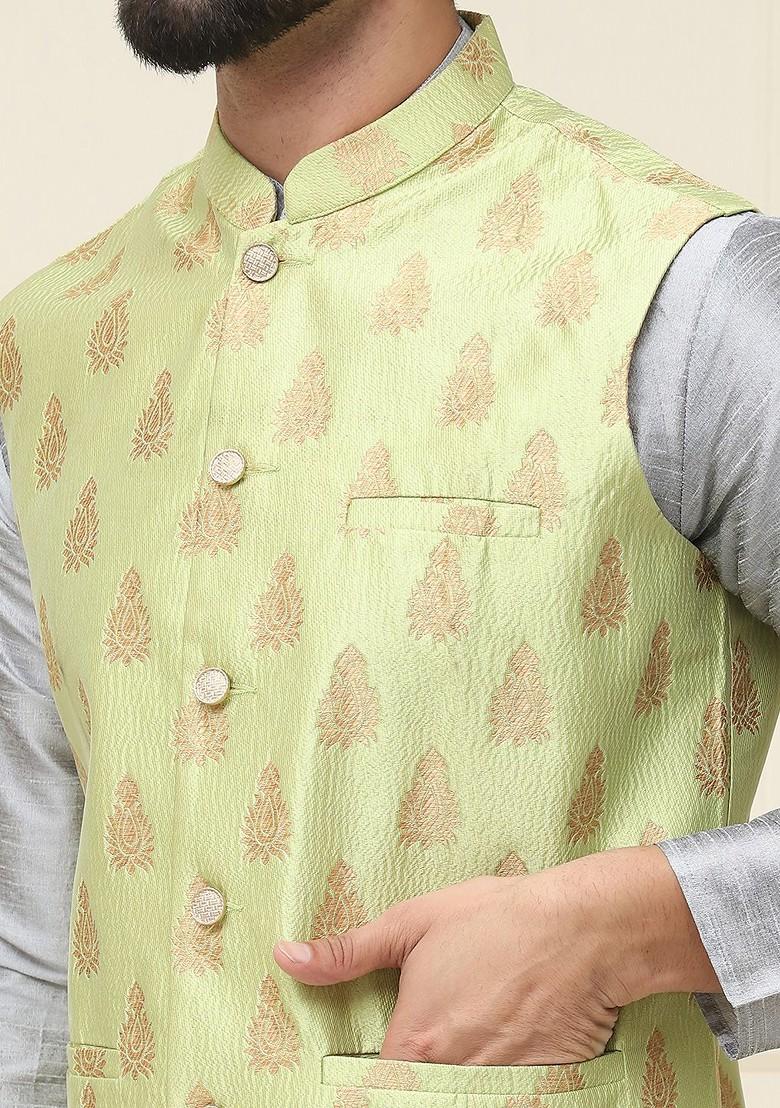 Grey Solid Cotton Kurta Set For Men