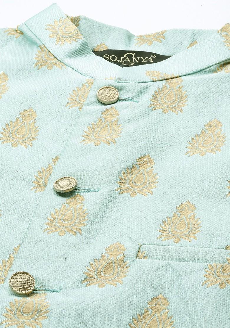 Grey Solid Cotton Kurta Set For Men