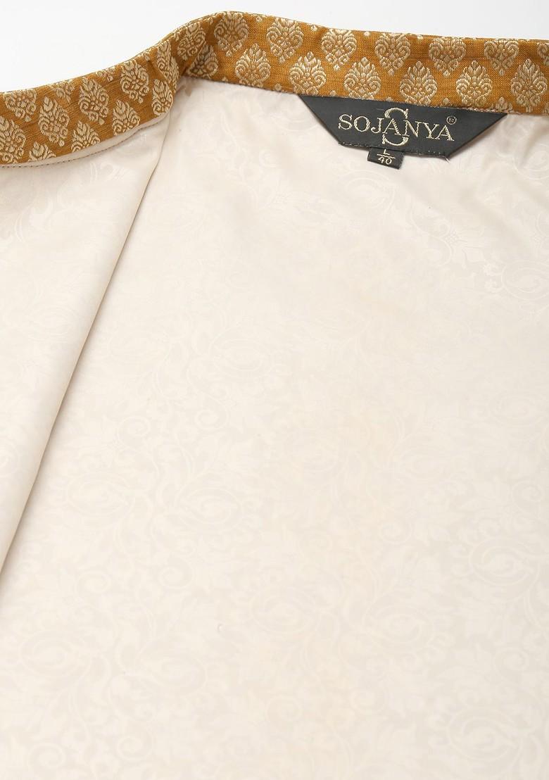 Blue Mirror Work Poly Blend Kurta Set For Men